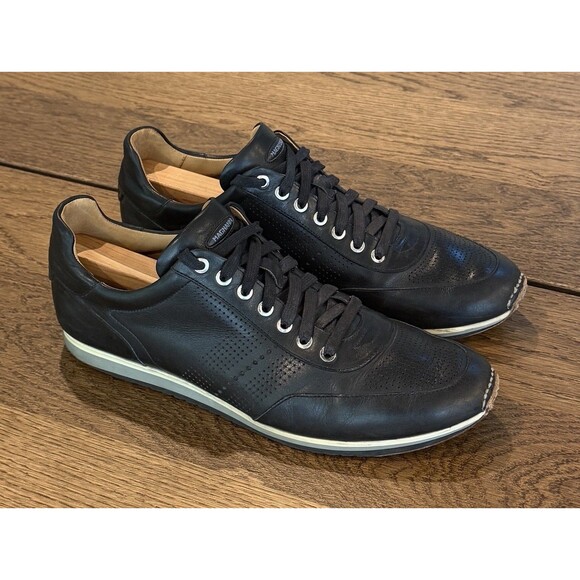 Magnanni Pueblo Black Leather Sneakers Men’s Size 10 Lace Up Tan Lining Dots main image 11